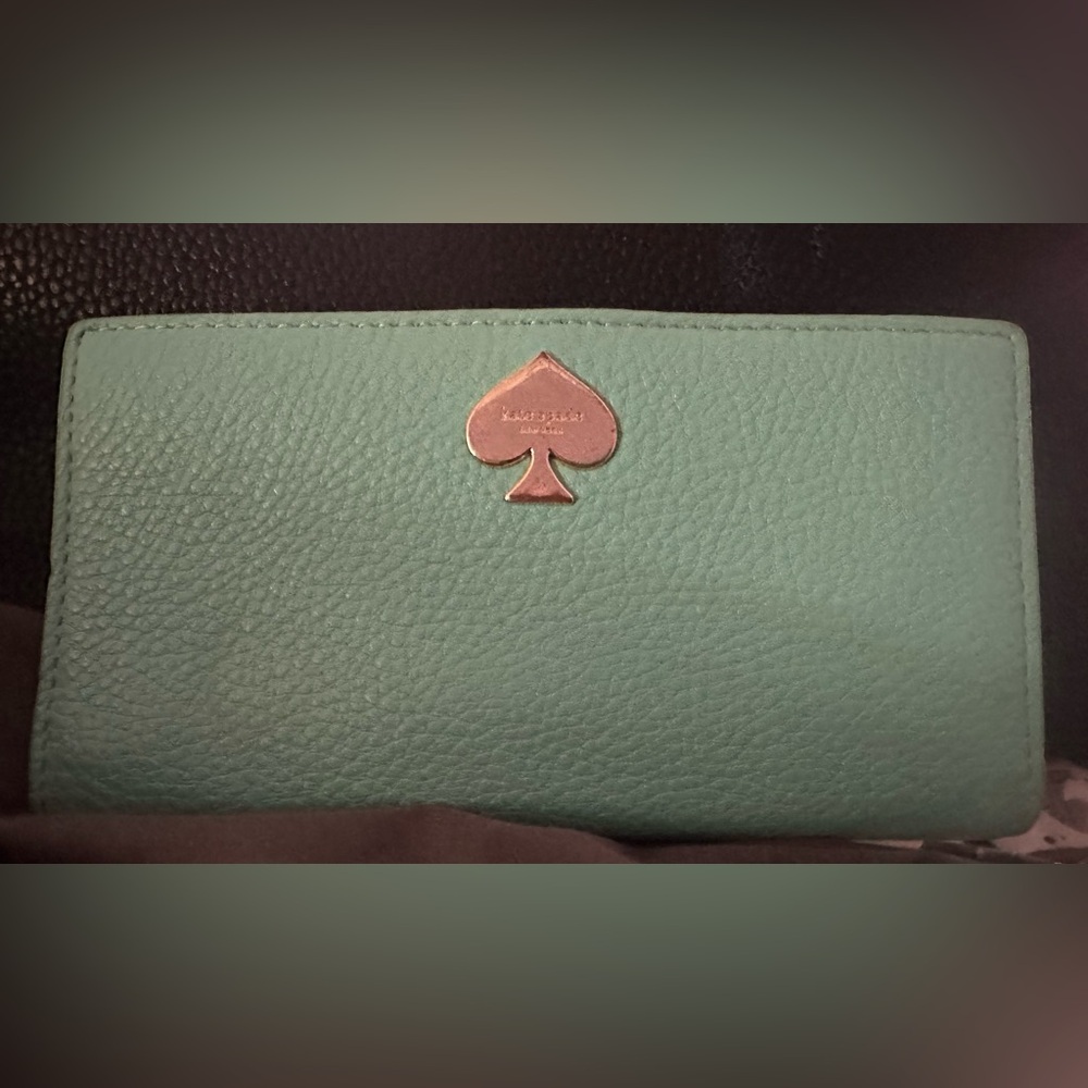 Kate Spade Pebbled Leather Slim Bifold Wallet Blue